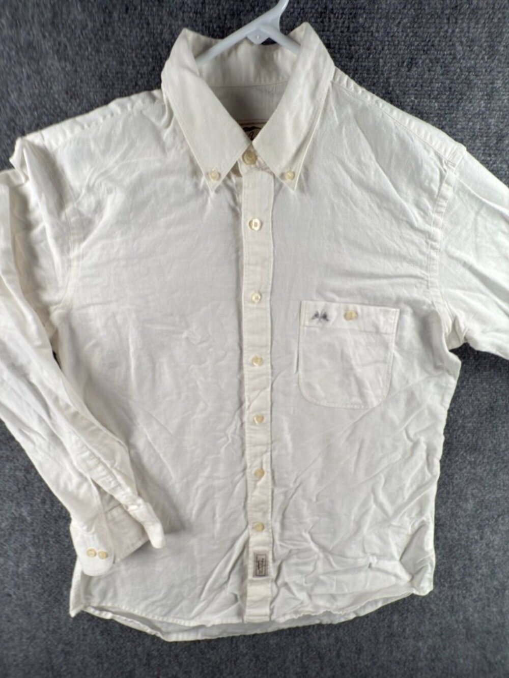 Thomas Burberry Linen Cotton White Long Sleeve Button Up Shirt Men Pocket Logo